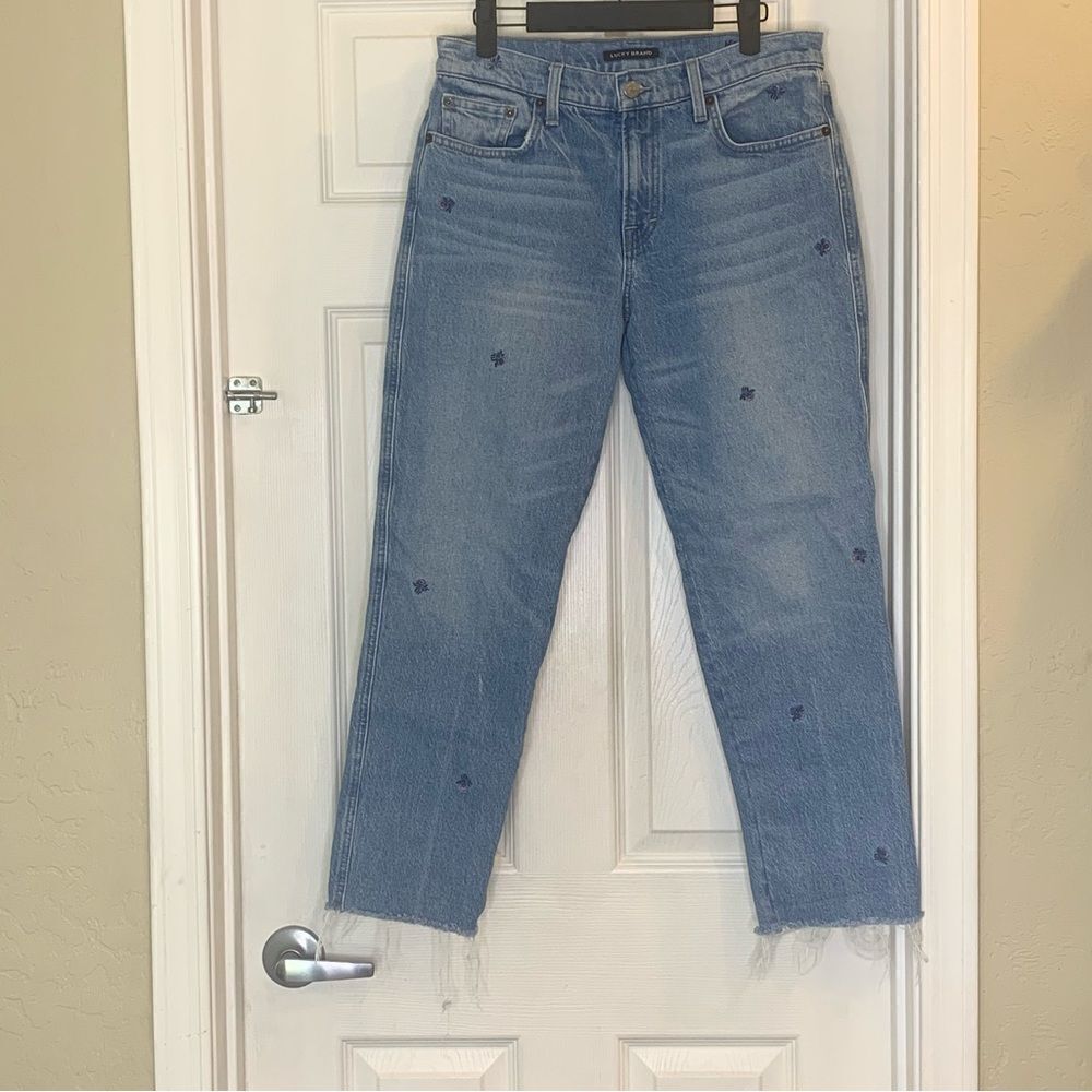 Lucky Brand Floral Mid Rise Boyfriend Sienna Cropped Jeans Size 2/26